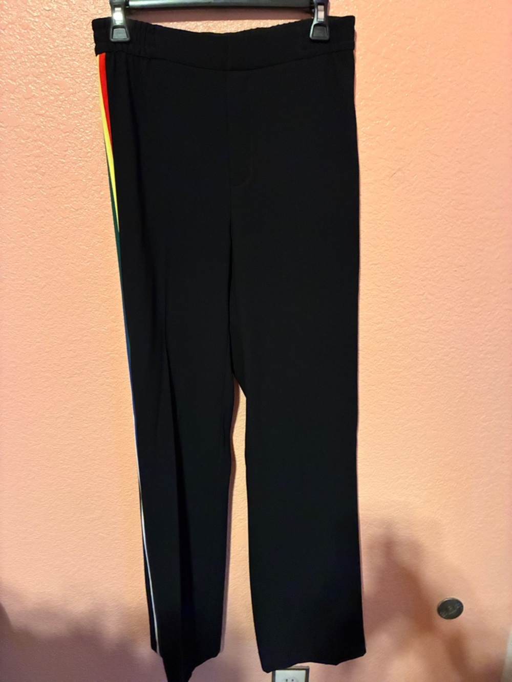 Zara Black Joggers with Rainbow Side Stripe